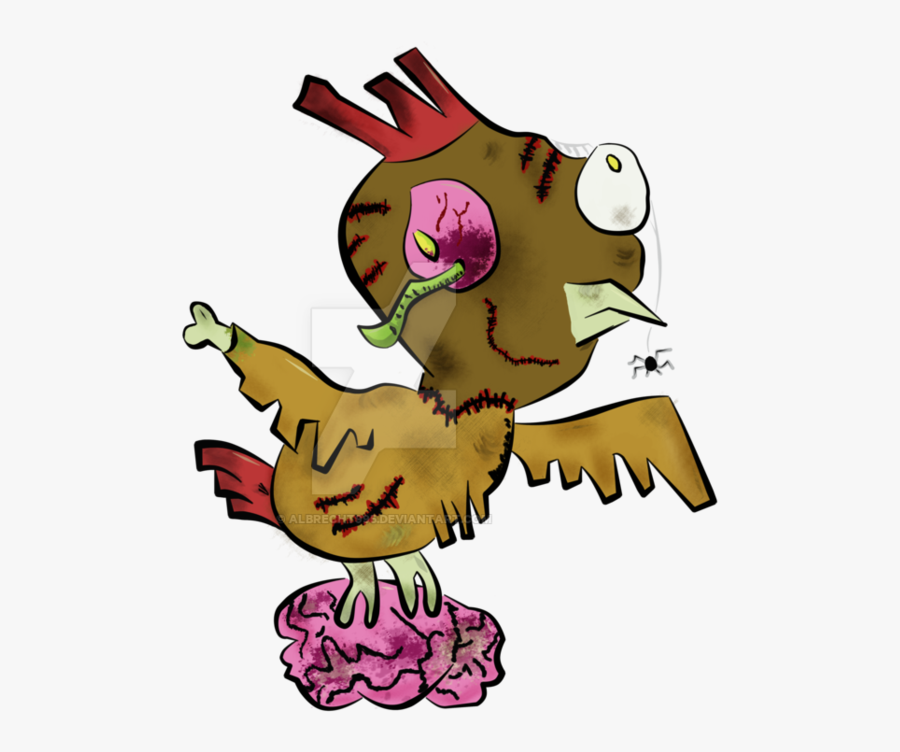 Zombie Chicken Brown By Albrecht - Zombie Chicken Cartoon, Transparent Clipart