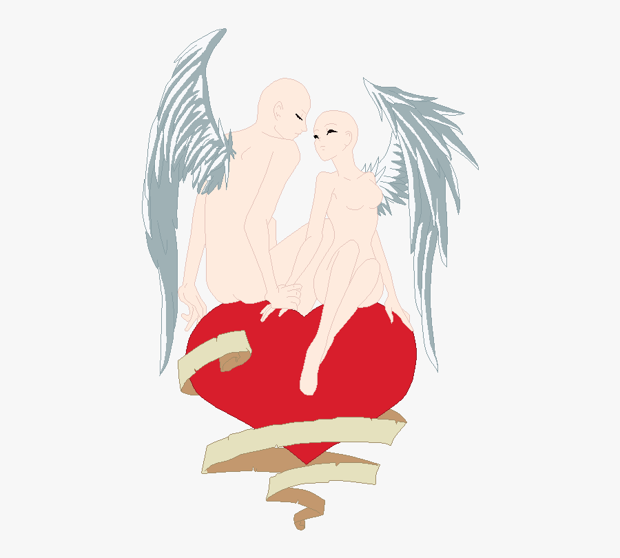 Anime Angel Couple Base, Transparent Clipart