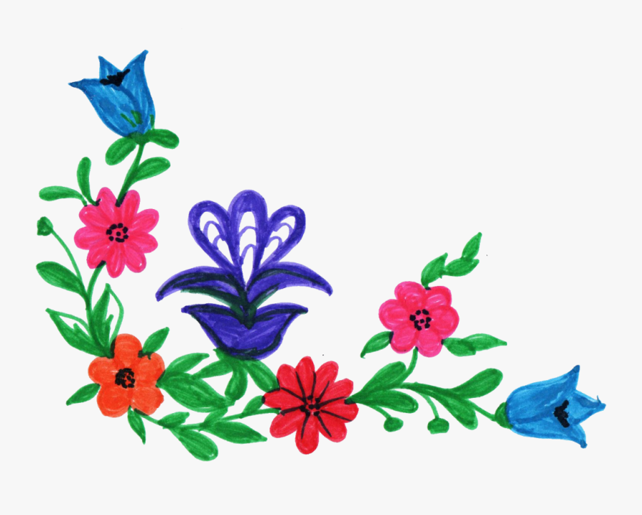 Colorful Flower Png - วาด ดอกไม้ มุม ปก, Transparent Clipart
