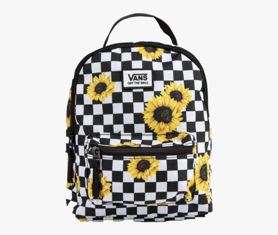 Scbackpack Backpack Vans Sunflower Checkered Freetoedit - Vans Sunflower Mini Backpack, Transparent Clipart