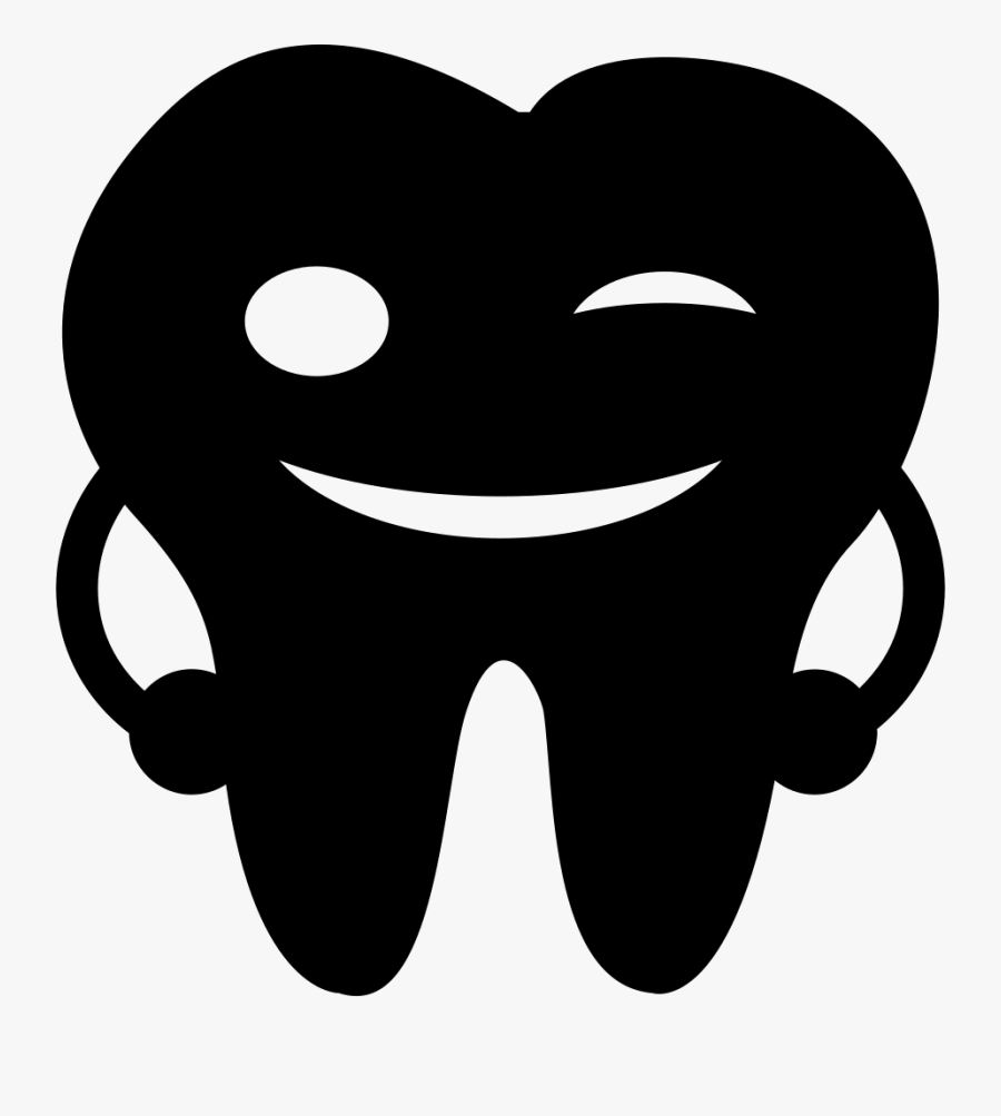 Smiling Tooth With Hands - Cartoon, Transparent Clipart