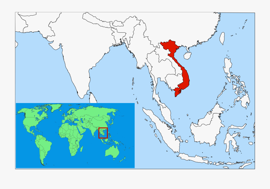 Map Of Vietnam In Asia - Vietnam In Asia Map, Transparent Clipart