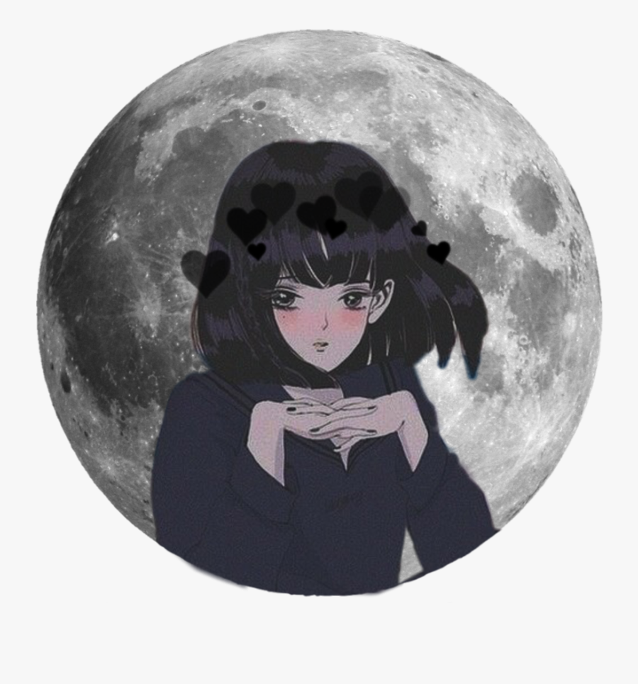 #anime #girl #sweden #moon - Transparent Background Moon Clipart, Transparent Clipart