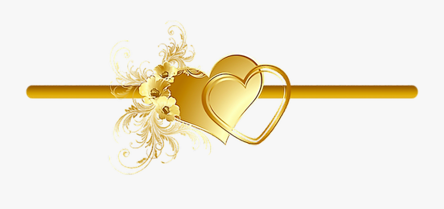 #divider #frame #border #heart #gold #flowers #vines - Gold Flower Decorative Frames Png, Transparent Clipart