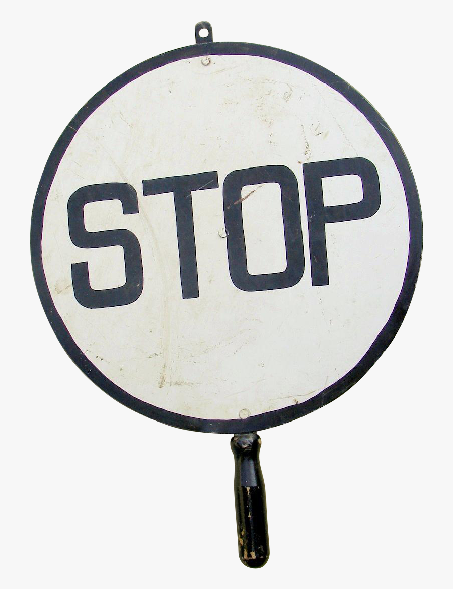 Vintage Railroad Crossing Flagman Stop Hand Held Traffic - Sign, Transparent Clipart