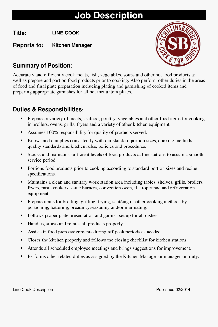 Prep Line Cook Job Description - Job Discription Of Cook, Transparent Clipart