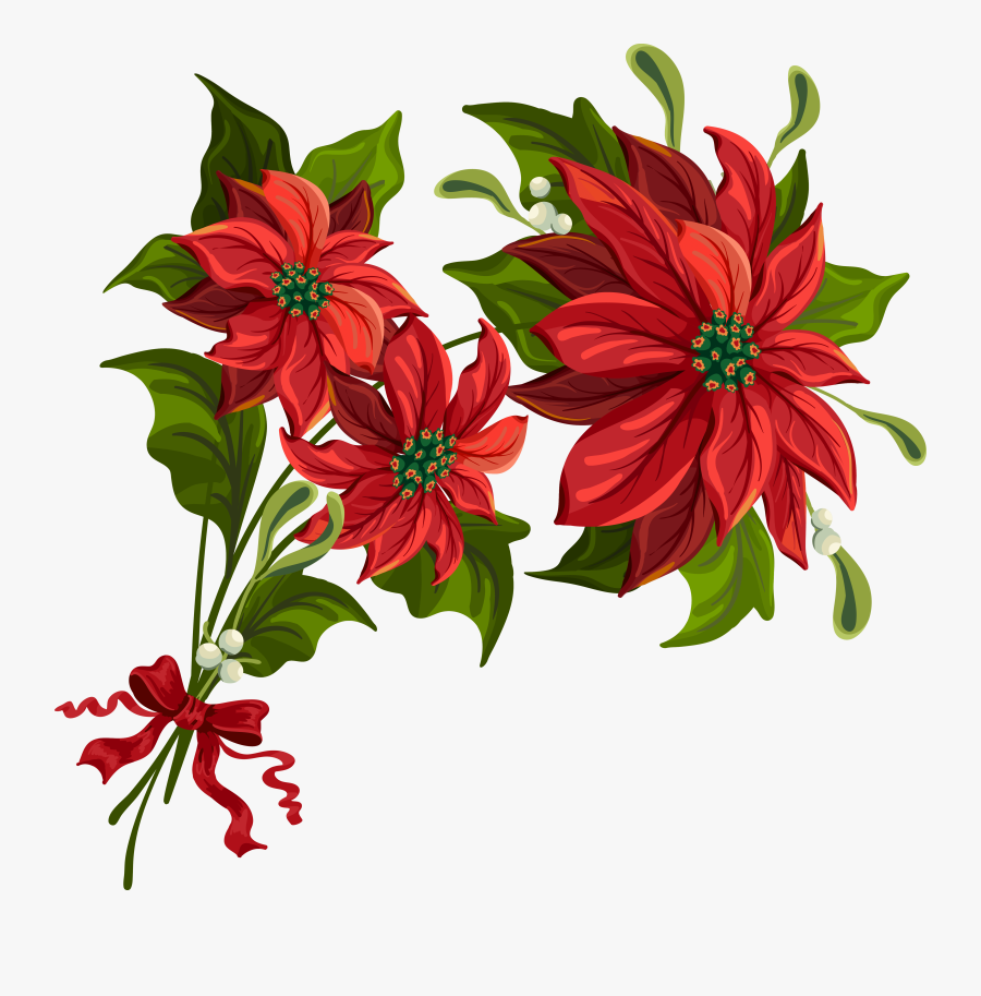 Clip Art Poinsettia Watercolor - Transparent Christmas Flower Clipart, Transparent Clipart