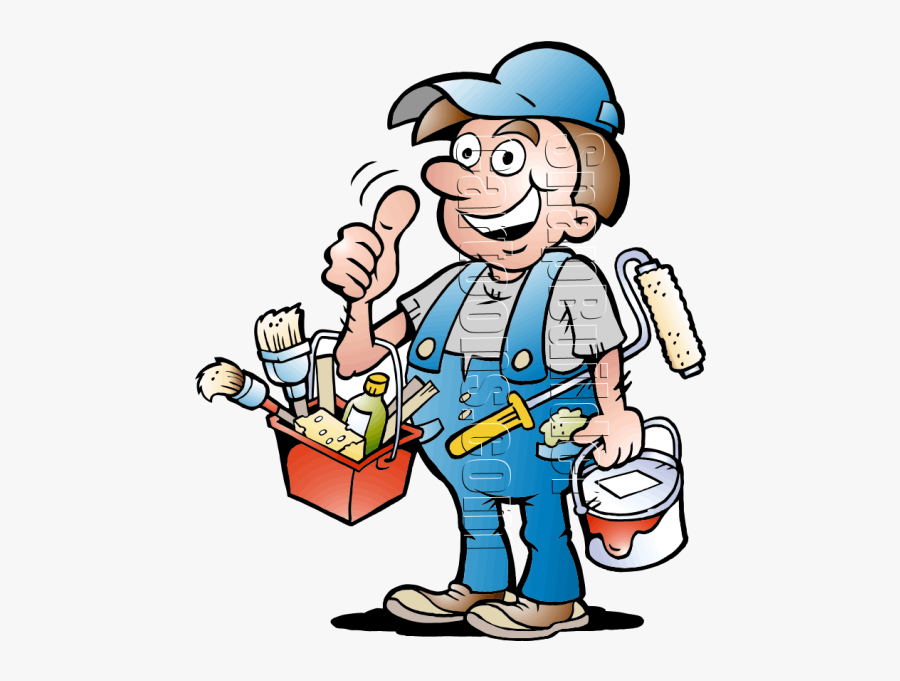 Clip Art Handyman Cartoon - Handyman Painter, Transparent Clipart