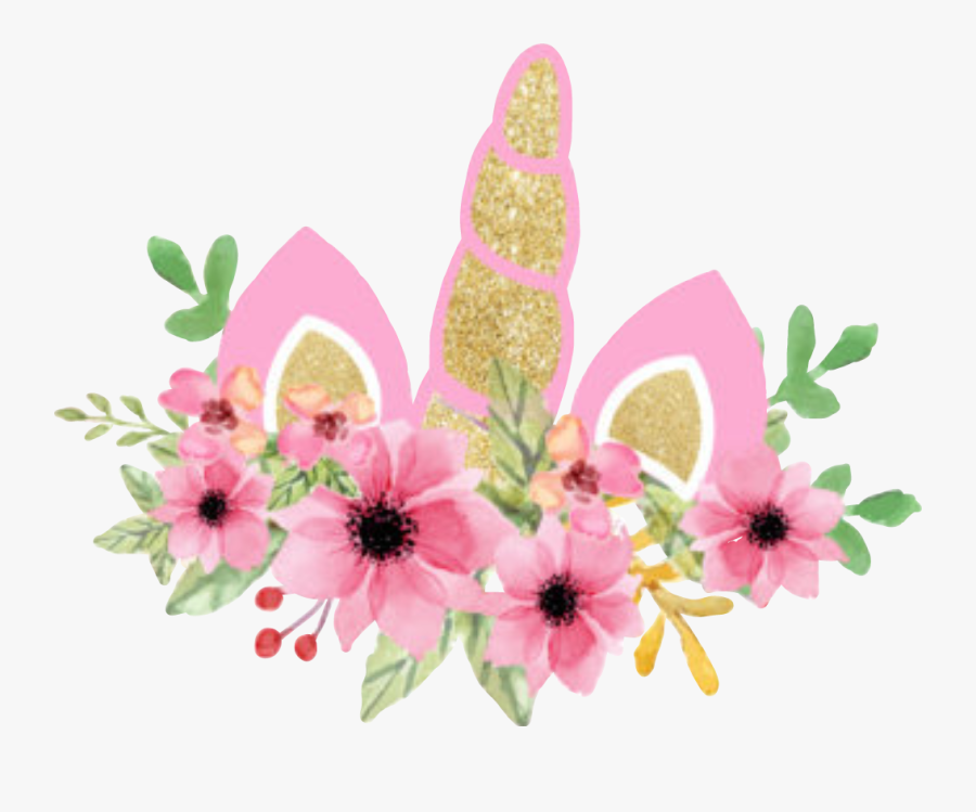 Pink Flores Unicorncrown Unicornio - Unicorn Flower Crown Png, Transparent Clipart