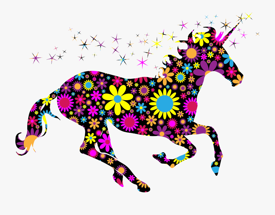 Floral Magical Unicorn Silhouette Icons Png - Imagenes De Unicornios Png, Transparent Clipart
