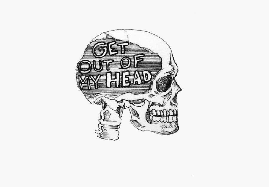 Tumbler Drawing Depression Transparent Png Clipart - Get Outta My Head Skull, Transparent Clipart