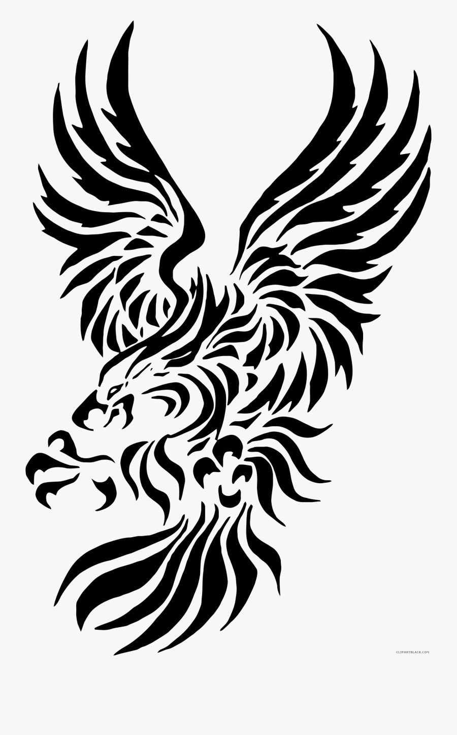 Tribal Eagle Animal Free Black White Clipart Images - Eagle Tattoo Designs For Men, Transparent Clipart