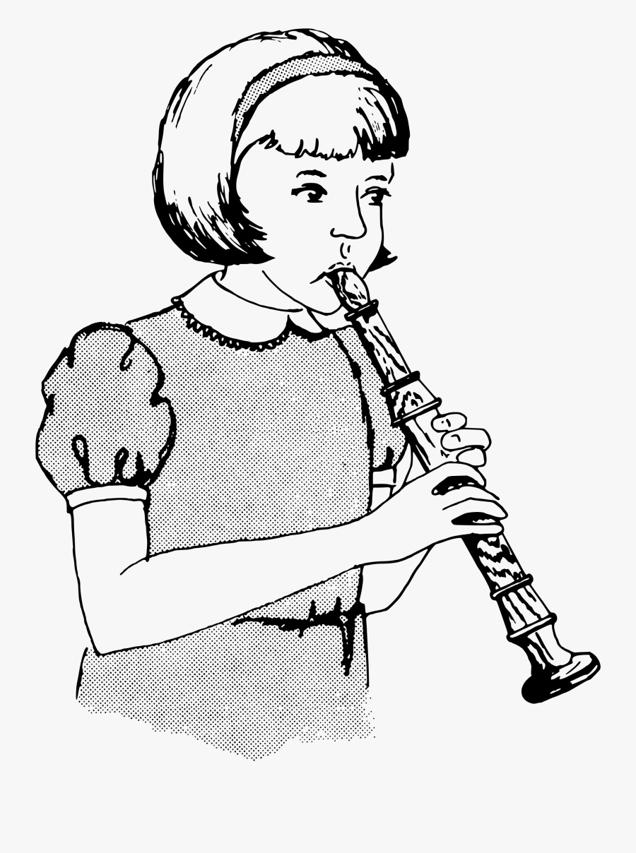 Girl Playing A Recorder - Recorder, Transparent Clipart