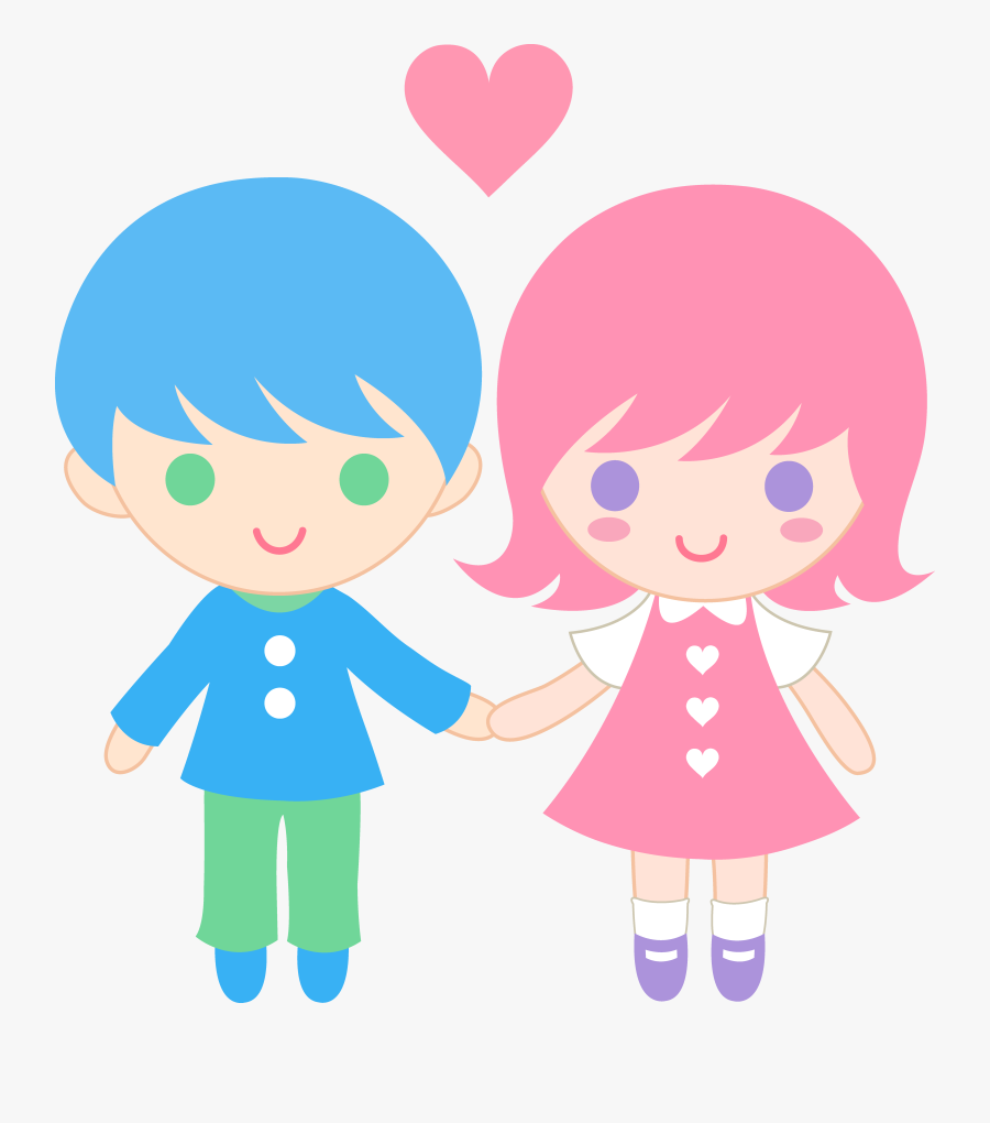 Cute Valentines Day Kids - Animated Boy And Girl, Transparent Clipart
