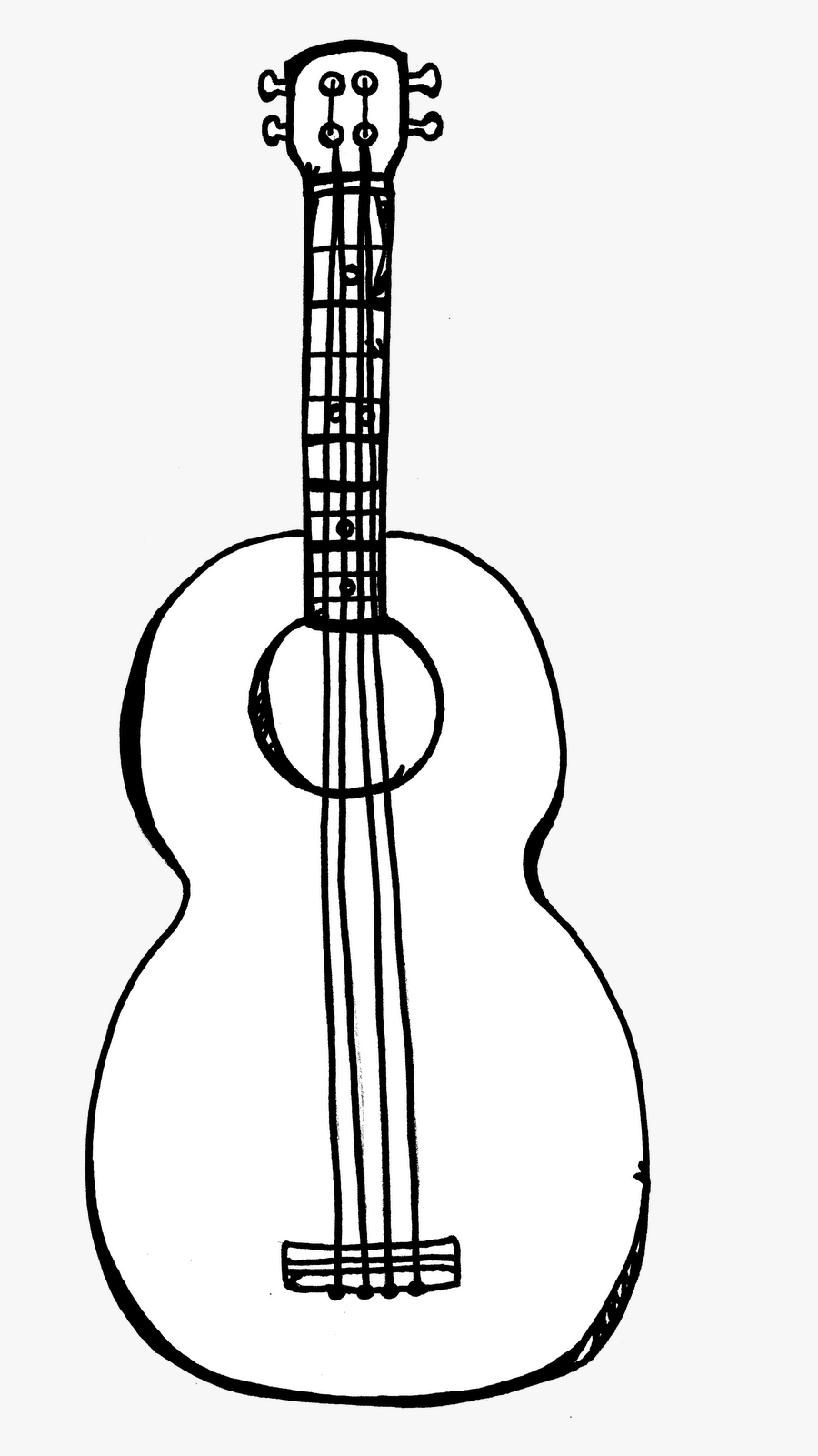 Ukulele Clipart Musical Instrument - Guitar Line Art, Transparent Clipart