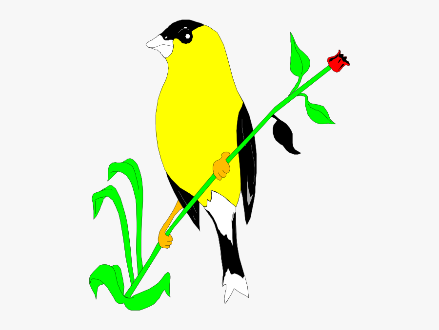 Goldfinch On A Flower Stem Svg Clip Arts - Cartoon Animal With Flowers Transparent, Transparent Clipart
