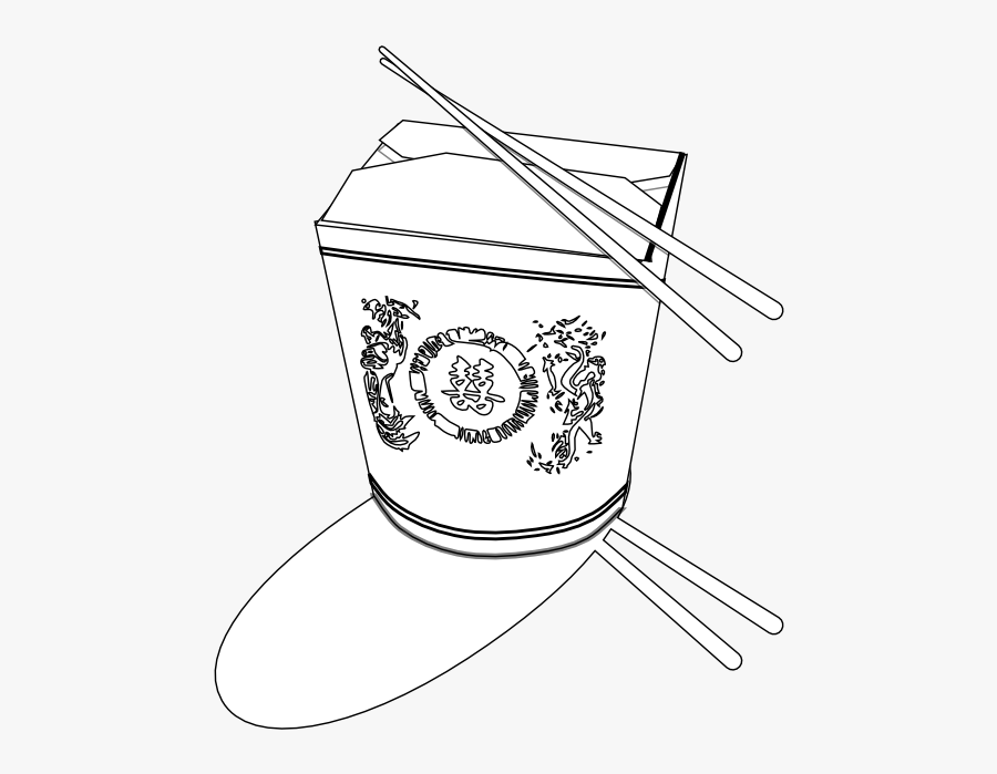 Food Chinese Fast Food Chinabox Black White Line Art - Illustration, Transparent Clipart