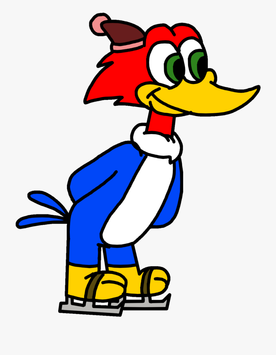 Woody Woodpecker Doing Ice Skating By Marcospower1996 - Duck, Transparent Clipart