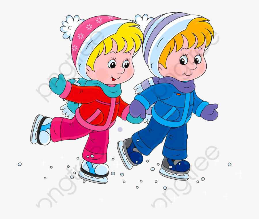 Kids Skating On Ice Clipart, Transparent Clipart