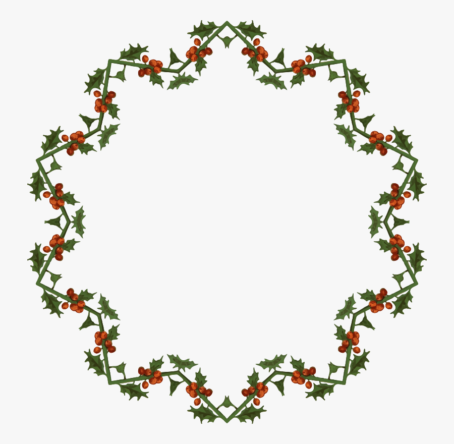 Christmas Decoration,flora,leaf - Holly Frame Png, Transparent Clipart
