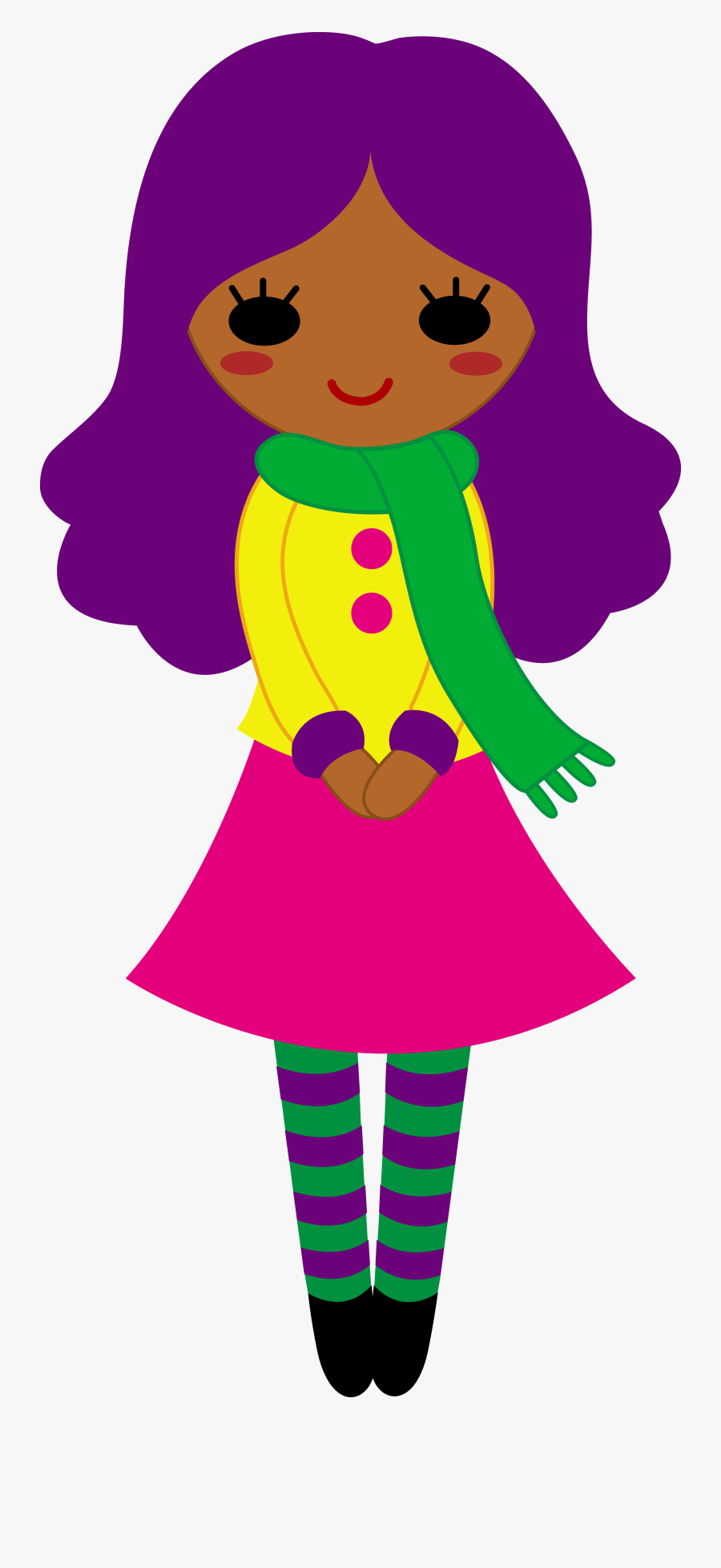 Transparent Fashion Clipart - Cartoon Girl With Purple Hair, Transparent Clipart