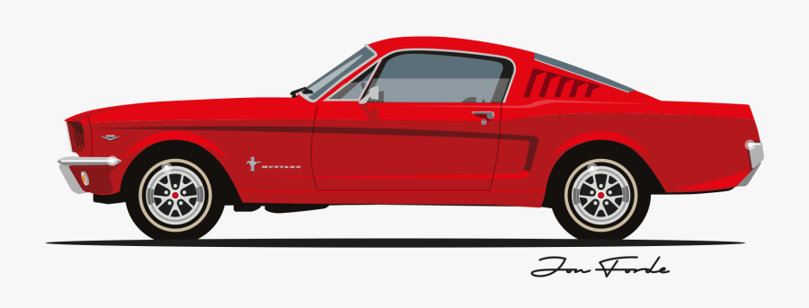 67 Mustang - Red Ford Mustang Vector, Transparent Clipart