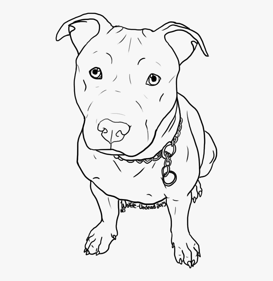 Clip Art Free Pit Bull Line - Cute Pitbull Drawing Easy, Transparent Clipart