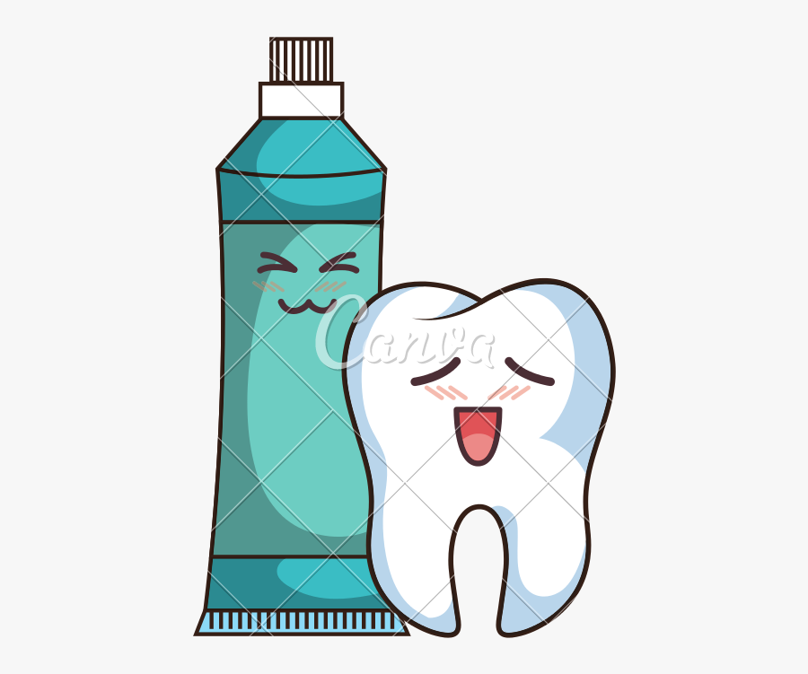 Clip Art Teeth Character With Toothpaste - Imagenes Kawaii De Dientes, Transparent Clipart