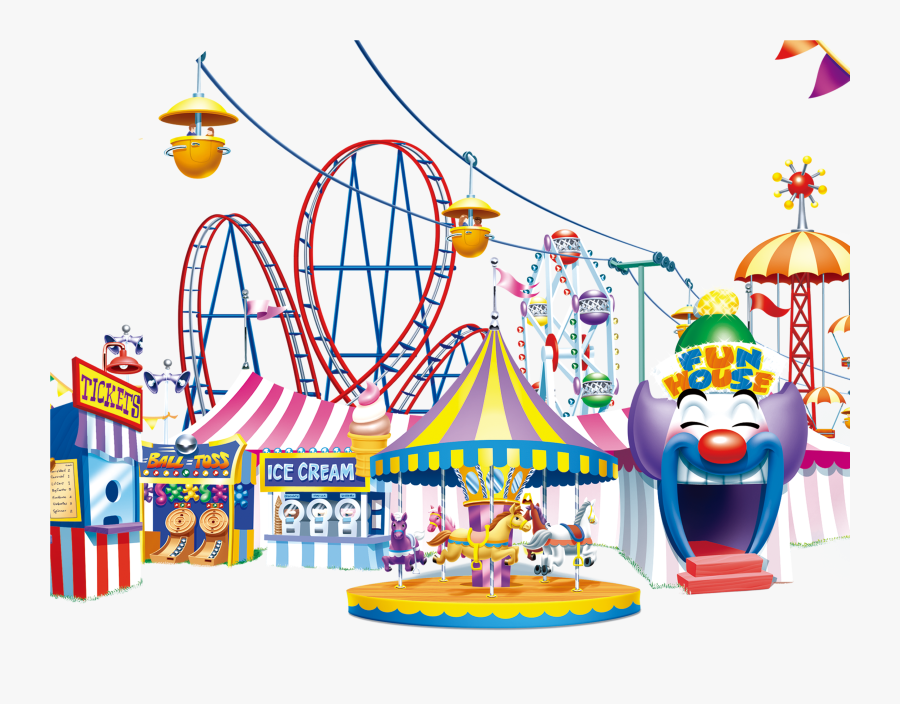 Transparent Roller Coaster Clip Art - Amusement Park Transparent Background, Transparent Clipart