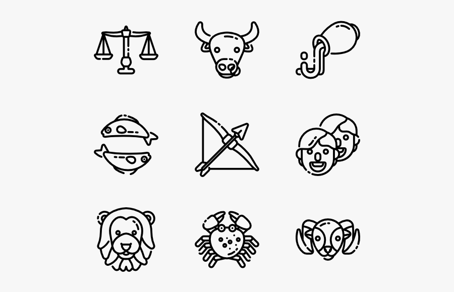 Signs Vector Zodiac - Hipster Icons, Transparent Clipart
