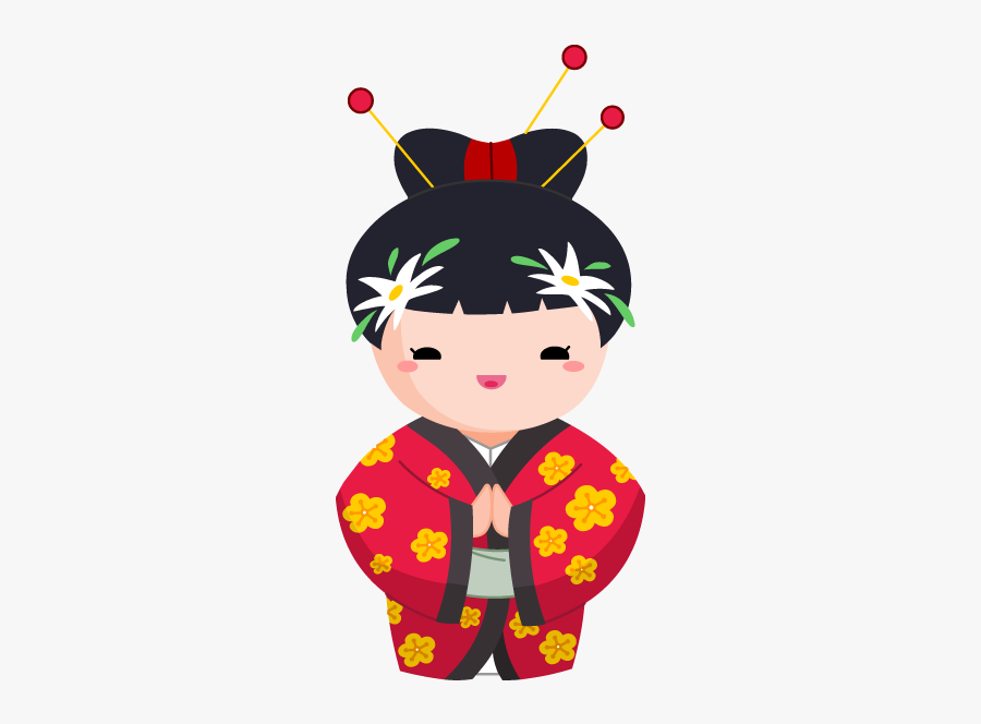 Stickers Geisha Mimiko And - Japanese Girl Vector, Transparent Clipart