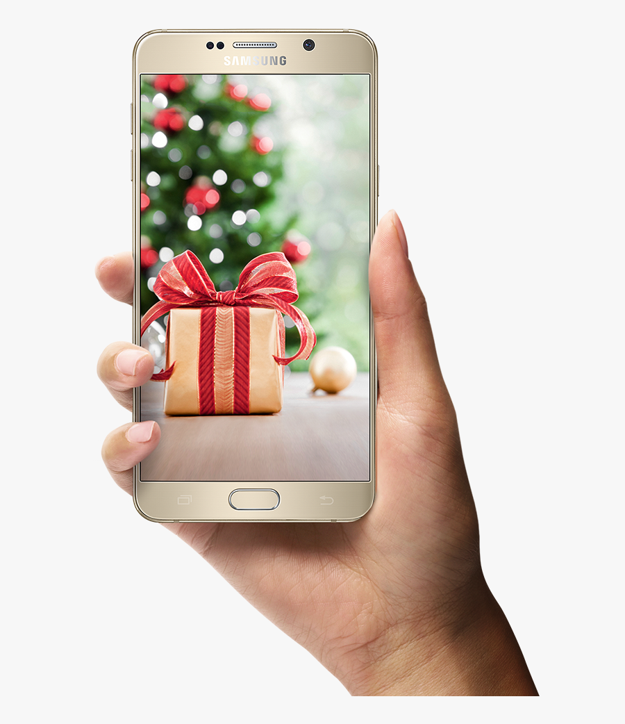 Phone In Hand - Christmas Gift, Transparent Clipart