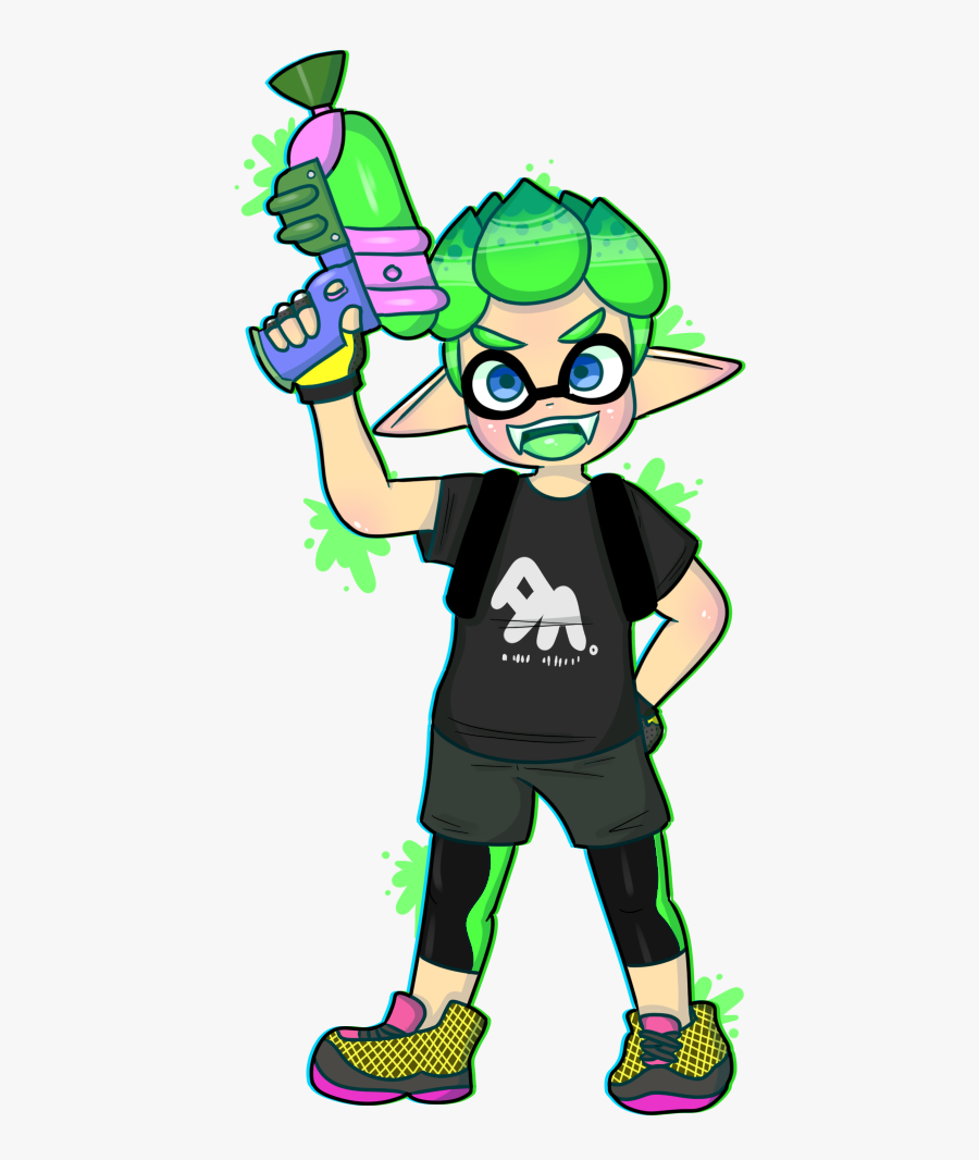 Cartoon,green,fictional Character,clip - Draw Inkling Boy Splatoon 2, Transparent Clipart