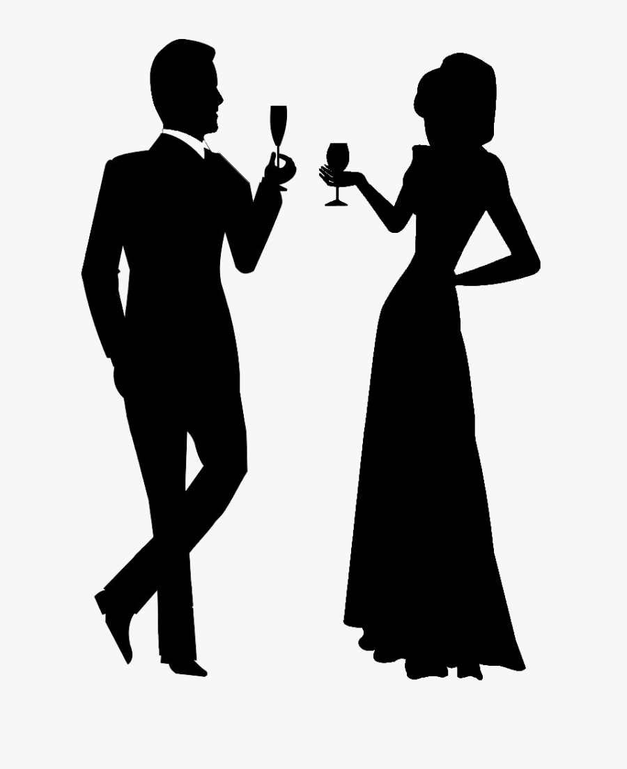 The Gala Fisd Education Foundation Black And White - Black Tie Couple Silhouette, Transparent Clipart