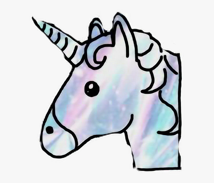 #holographic #unicorn #aesthetic #emoji #matalic #rainbow - Unicorn Emoji, Transparent Clipart