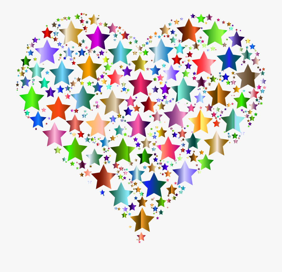 Free Hearts Stars Cliparts - Colorful Heart And Star, Transparent Clipart