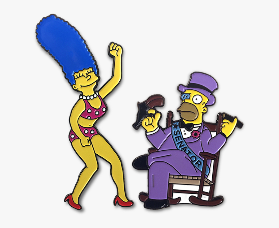 Dancing Marge & Senator Homer Pin Combo - Cartoon, Transparent Clipart