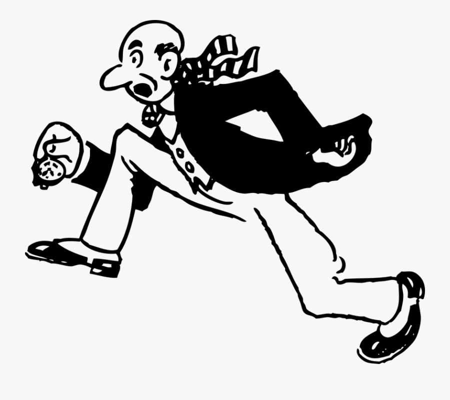 Running, Man, Scarf, Blowing, Fast, Vintage, Old - Clipart Hurry, Transparent Clipart