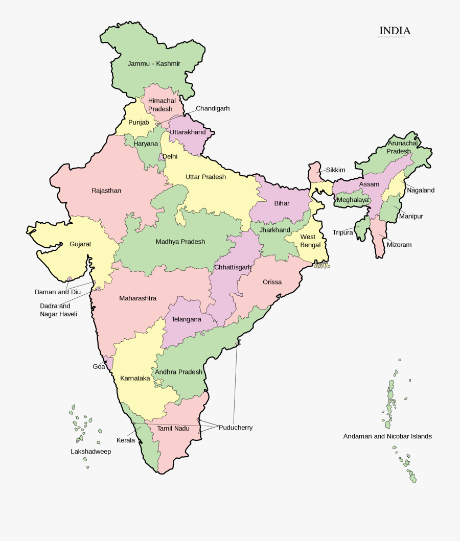 India Map Sketch - High Resolution India Map, Transparent Clipart