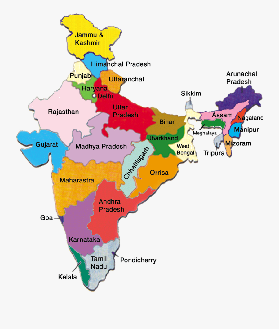 #india #indian #map - Map Of India With All States, Transparent Clipart