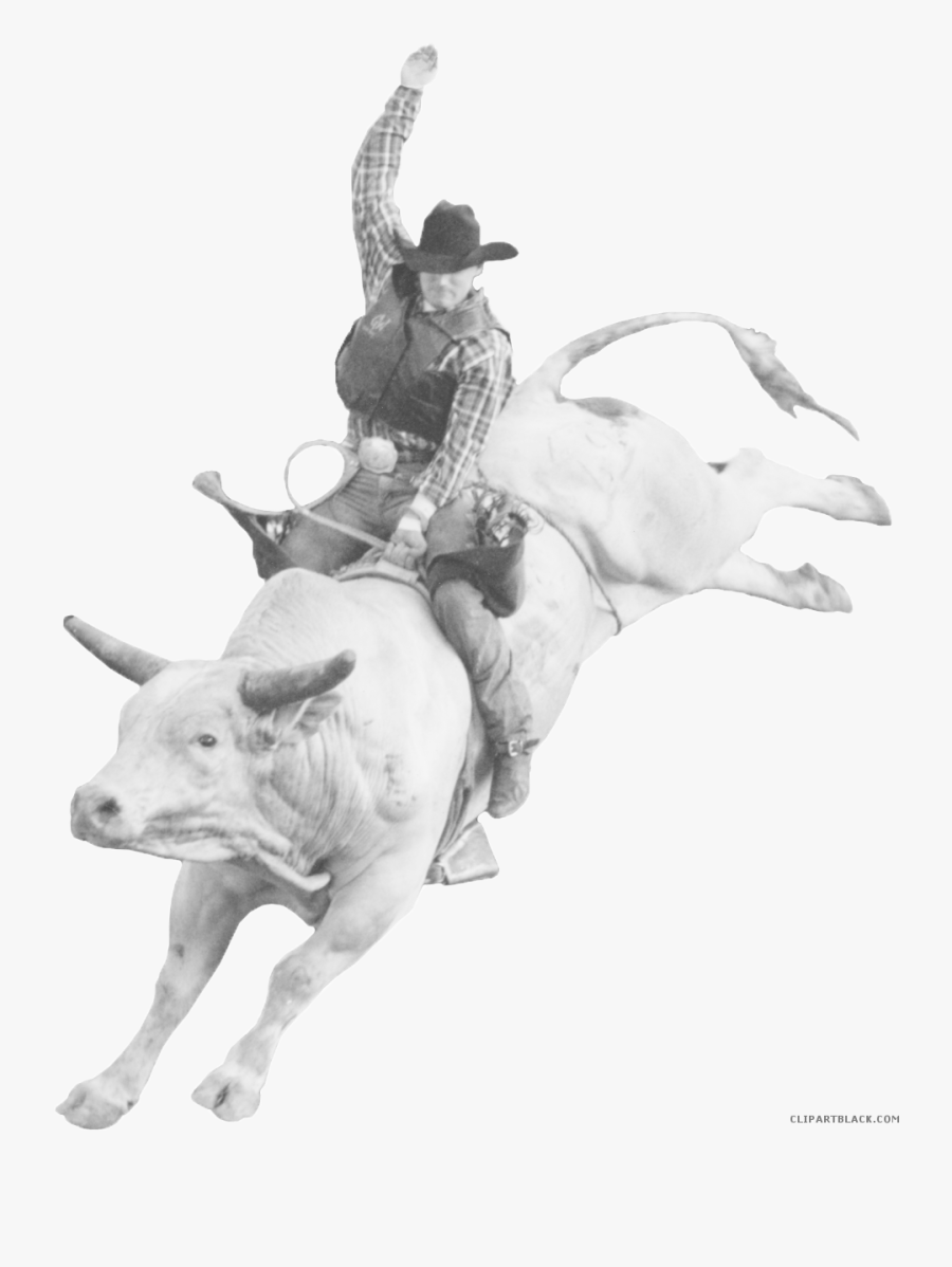 Rodeo Bull Clipart - Man Riding A Bull, Transparent Clipart