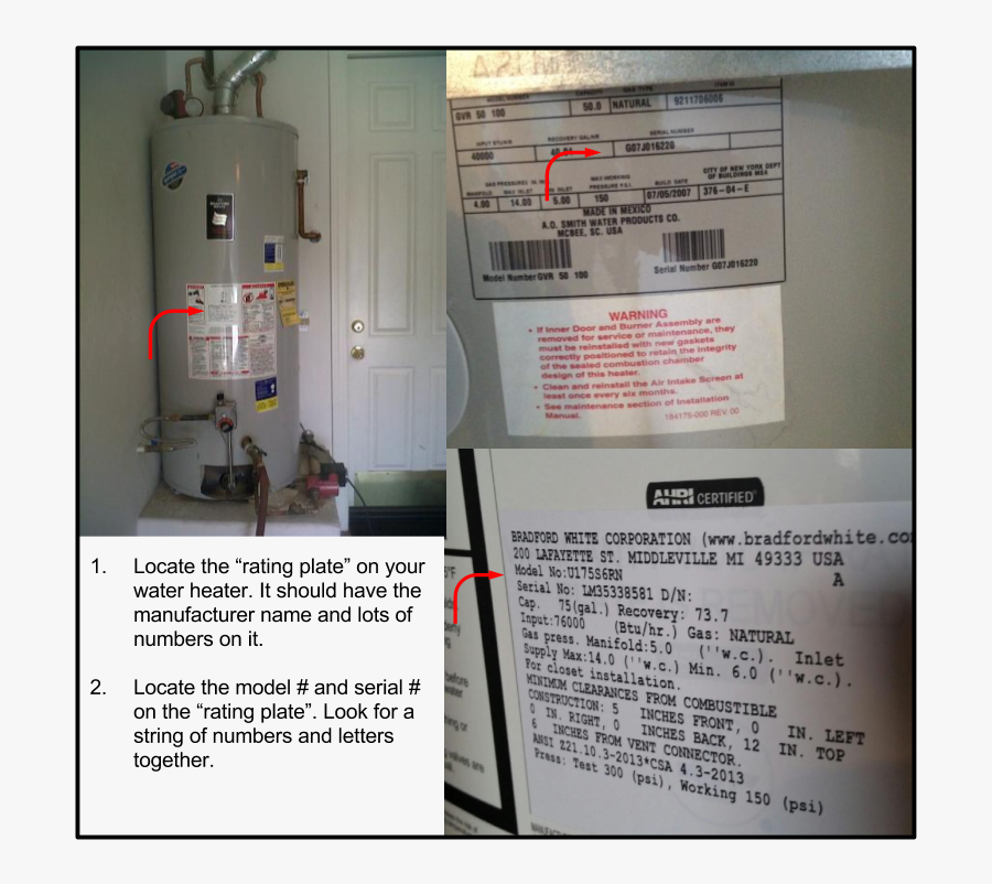 Transparent Water Heater Png - Rating Plate On Water Heater, Transparent Clipart