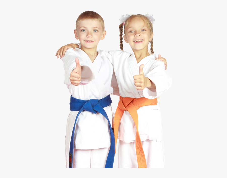 Two Young Karate Students - Two Kids Doing Karate, Transparent Clipart