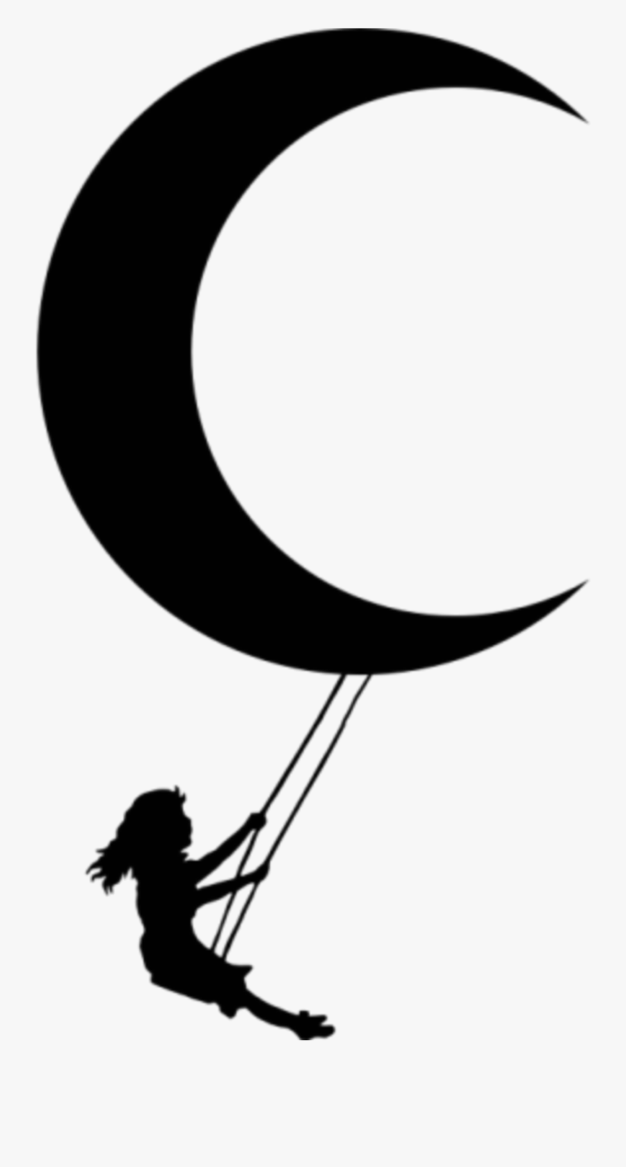 #ftestickers #moon #girl #swing #silhouette #freetoedit - Children Playing Drawing, Transparent Clipart