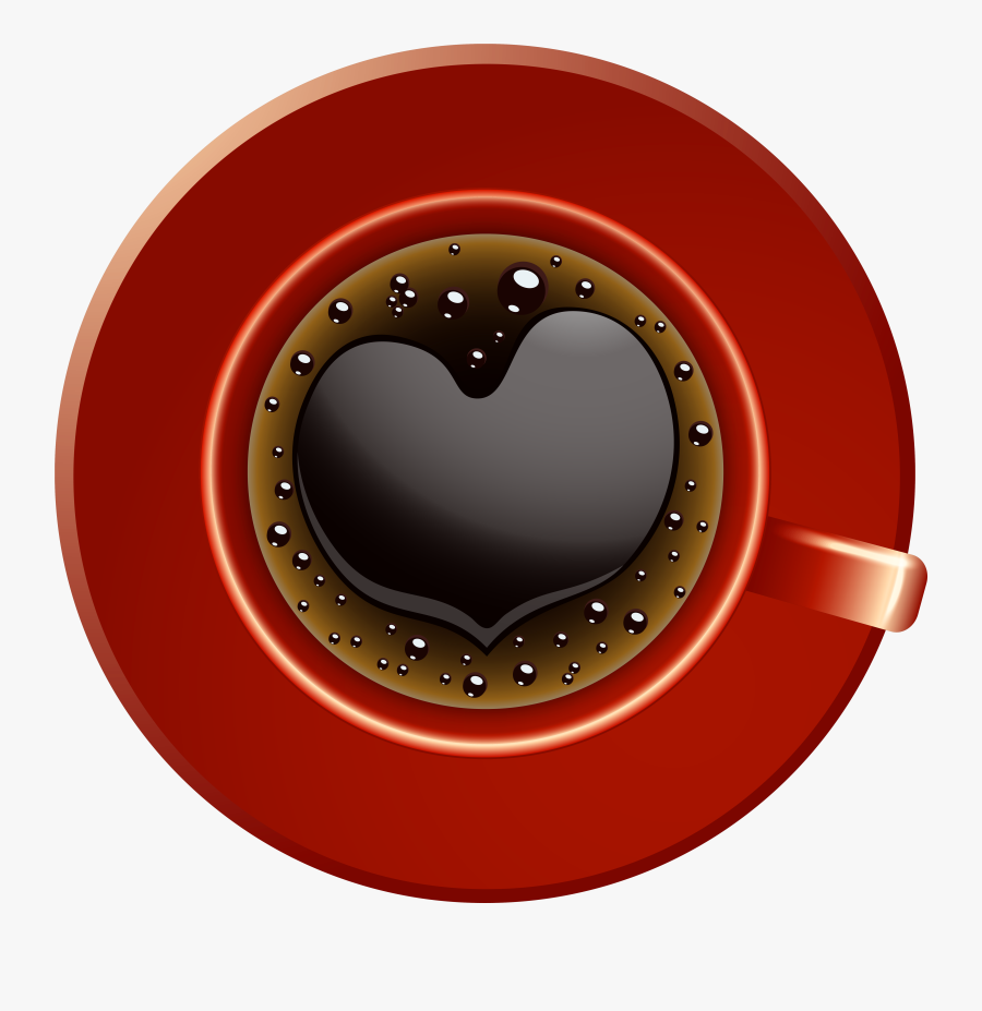 Red Coffee Cup With Heart Png Clip - Latte, Transparent Clipart