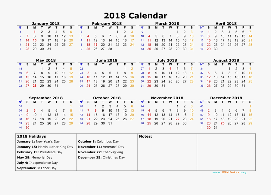 South Africa Public Holiday - 2018 Calendar With Space To Write , Free ...