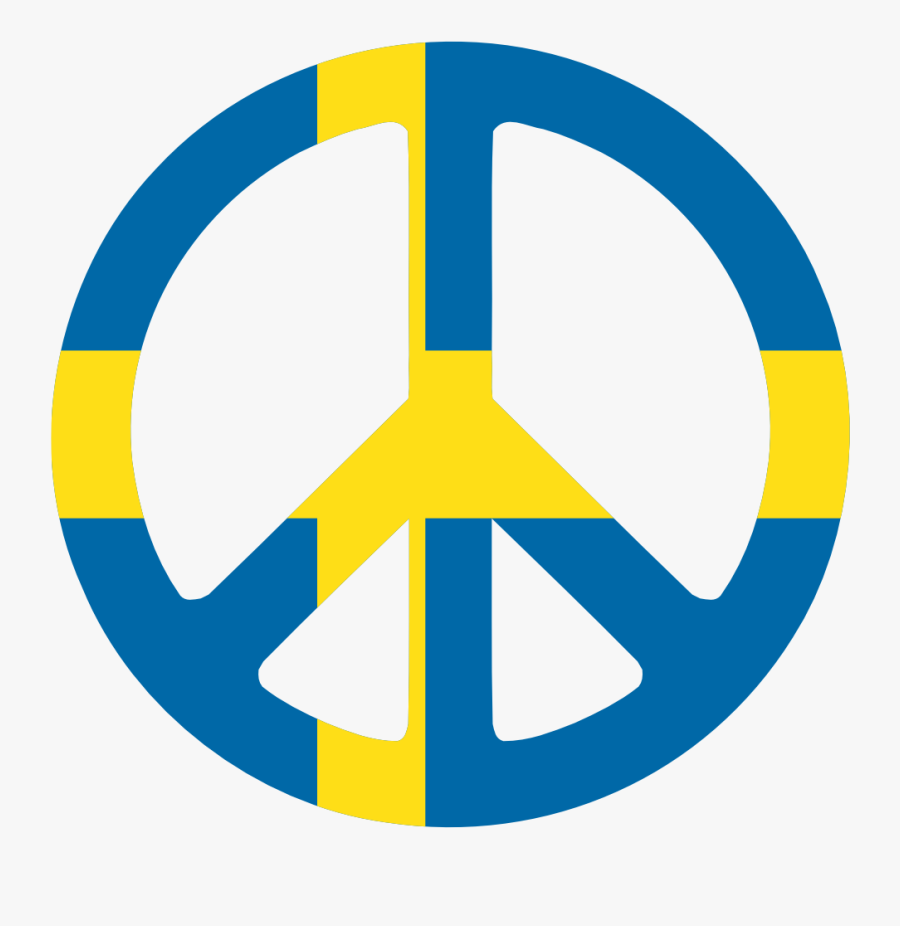 Sweden Peace Symbol Flag 3 Cnd Logo Peacesymbol Scalable - Peace Logo Green, Transparent Clipart