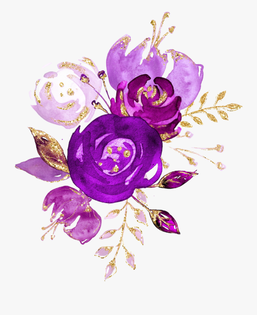 Watercolor Flowers Png Purple - Purple Watercolor Flower Png, Transparent Clipart