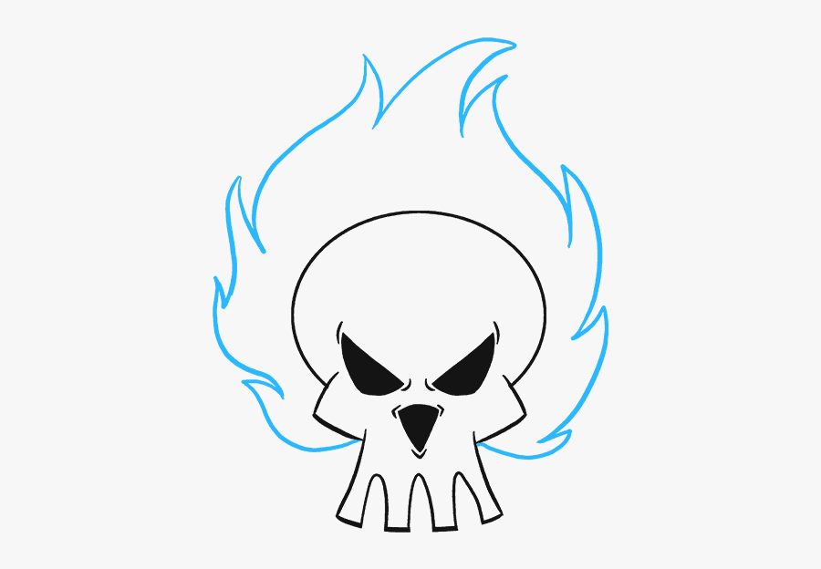 How To Draw Flaming Skull - Draw A Cartoon Skull Easily, Transparent Clipart