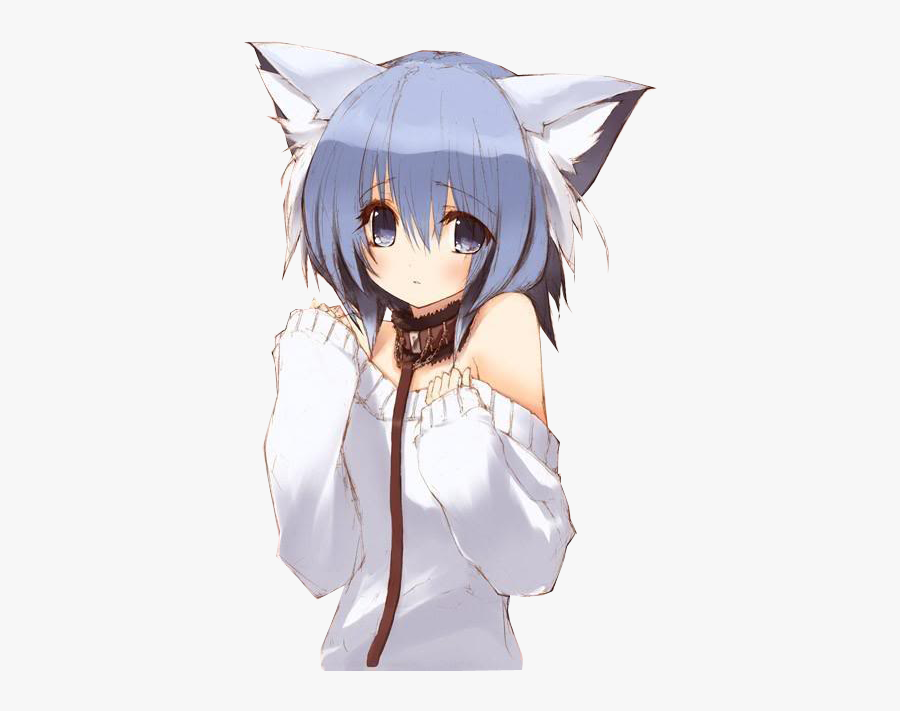 Clip Art Girl Covering Her Ears - Blue Anime Wolf Girl, Transparent Clipart